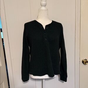 Old Navy Dark Green Long Sleeve Waffle Knit Henley